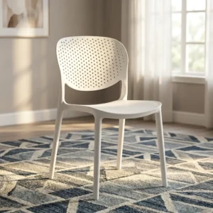 Modern Perforated White Plastic Chair